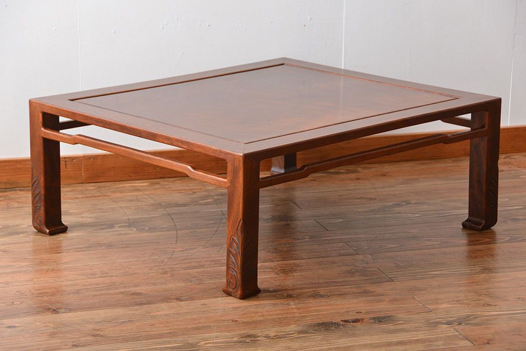 アンティーク家具　古民具・骨董　欅材の玉杢が美しい高級座卓