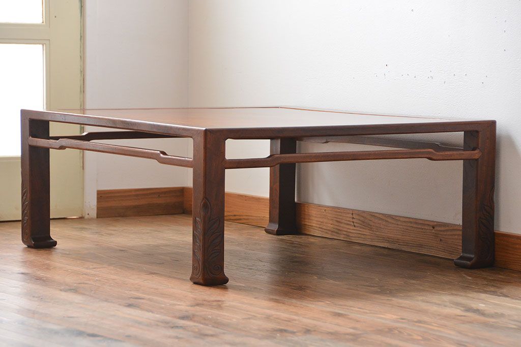 アンティーク家具　古民具・骨董　欅材の玉杢が美しい高級座卓