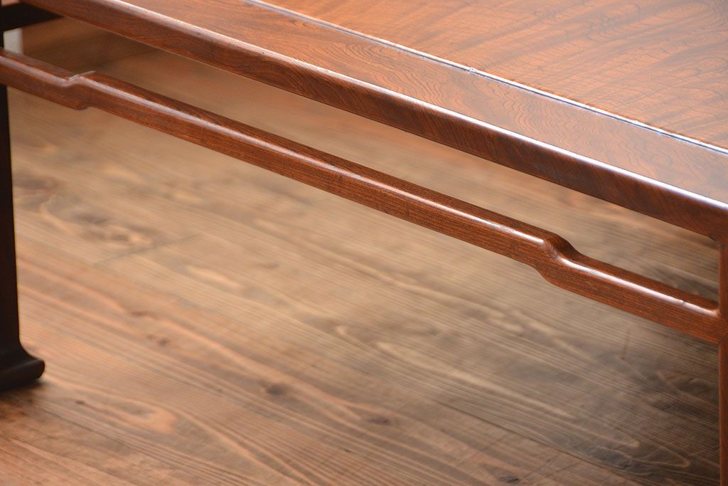 アンティーク家具　古民具・骨董　欅材の玉杢が美しい高級座卓