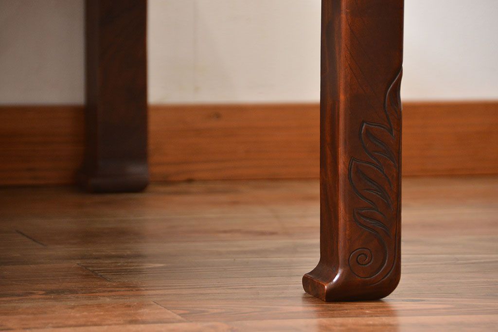 アンティーク家具　古民具・骨董　欅材の玉杢が美しい高級座卓