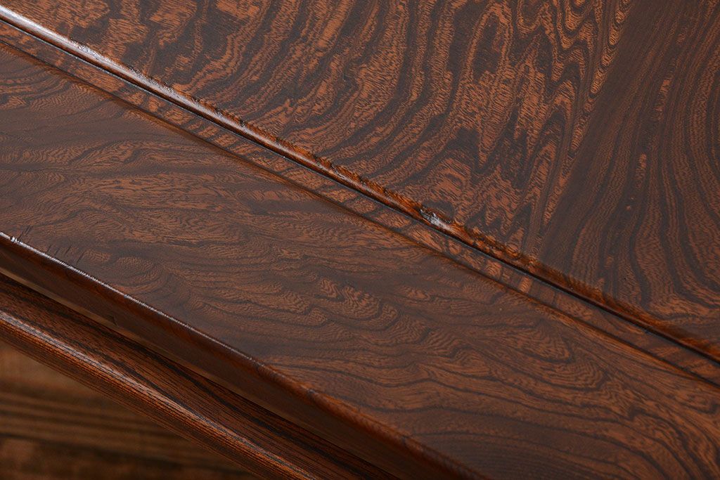 アンティーク家具　古民具・骨董　欅材の玉杢が美しい高級座卓