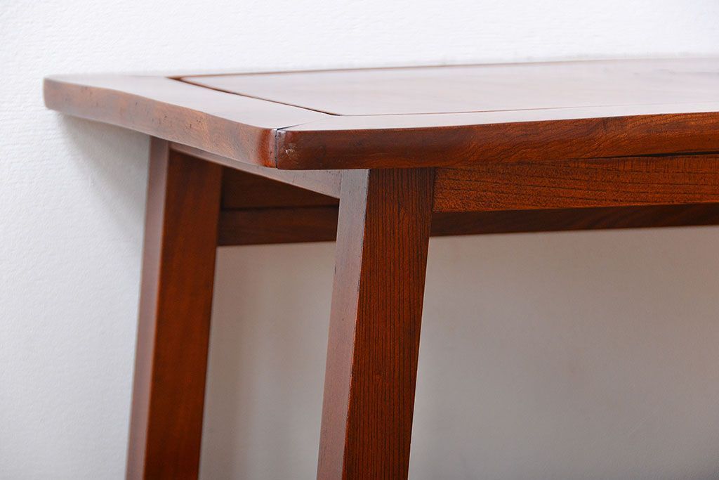 アンティーク雑貨　古民具・骨董　龍の彫刻が美しい古い欅材のサイドテーブル