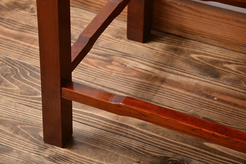 アンティーク雑貨　古民具・骨董　龍の彫刻が美しい古い欅材のサイドテーブル