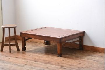 レトロ家具　昭和レトロ　古い木の正方形角ちゃぶ台