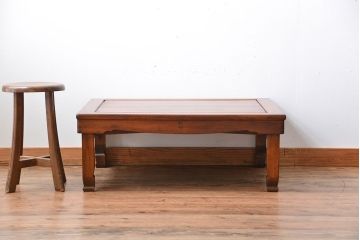 レトロ家具　昭和レトロ　古い木の正方形角ちゃぶ台