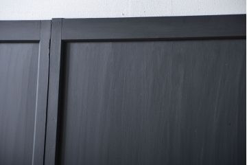 古民具・骨董　モールガラス入り!モダンなブラックペイント帯戸4枚セット(ガラス帯戸)