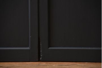 古民具・骨董　モールガラス入り!モダンなブラックペイント帯戸4枚セット(ガラス帯戸)