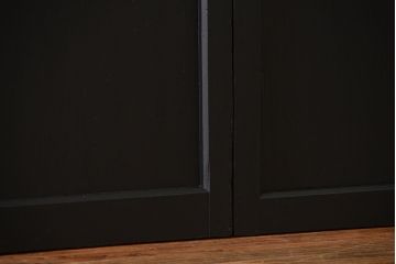 古民具・骨董　モールガラス入り!モダンなブラックペイント帯戸4枚セット(ガラス帯戸)