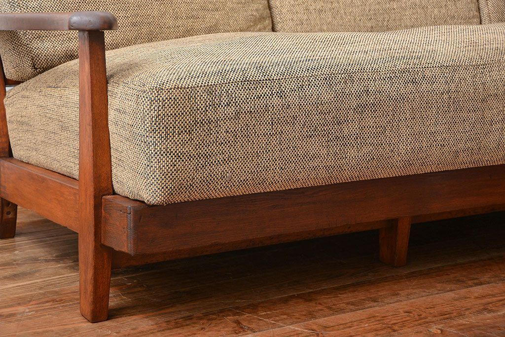 木製フレーム　ソファ　アンティーク　3人がけ　オーダーメイド家具 木製フレーム ソファ アンティーク 3人がけ オーダーメイド家具