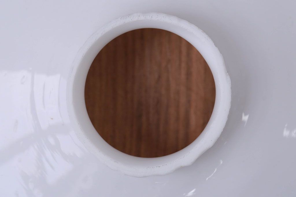 和製アンティーク　昭和レトロな白いガラス平笠照明2個セット(1)