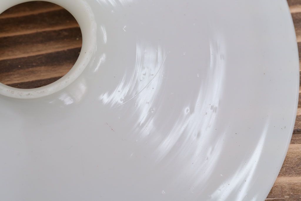 和製アンティーク　昭和レトロな白いガラス平笠照明2個セット(1)