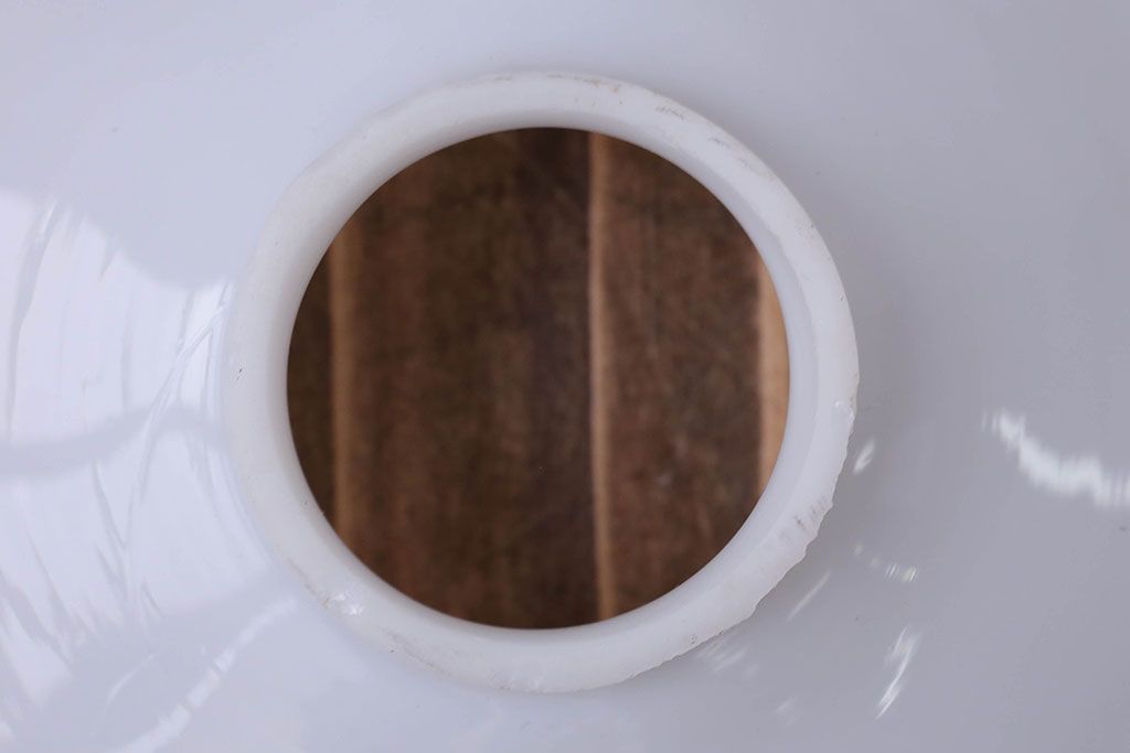 和製アンティーク　昭和レトロな白いガラス平笠照明2個セット(2)