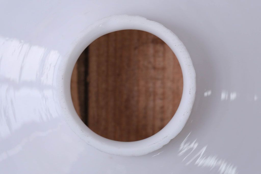 和製アンティーク　昭和レトロな白いガラス平笠照明2個セット(2)