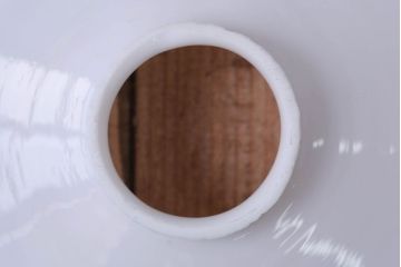 和製アンティーク　昭和レトロな白いガラス平笠照明2個セット(2)