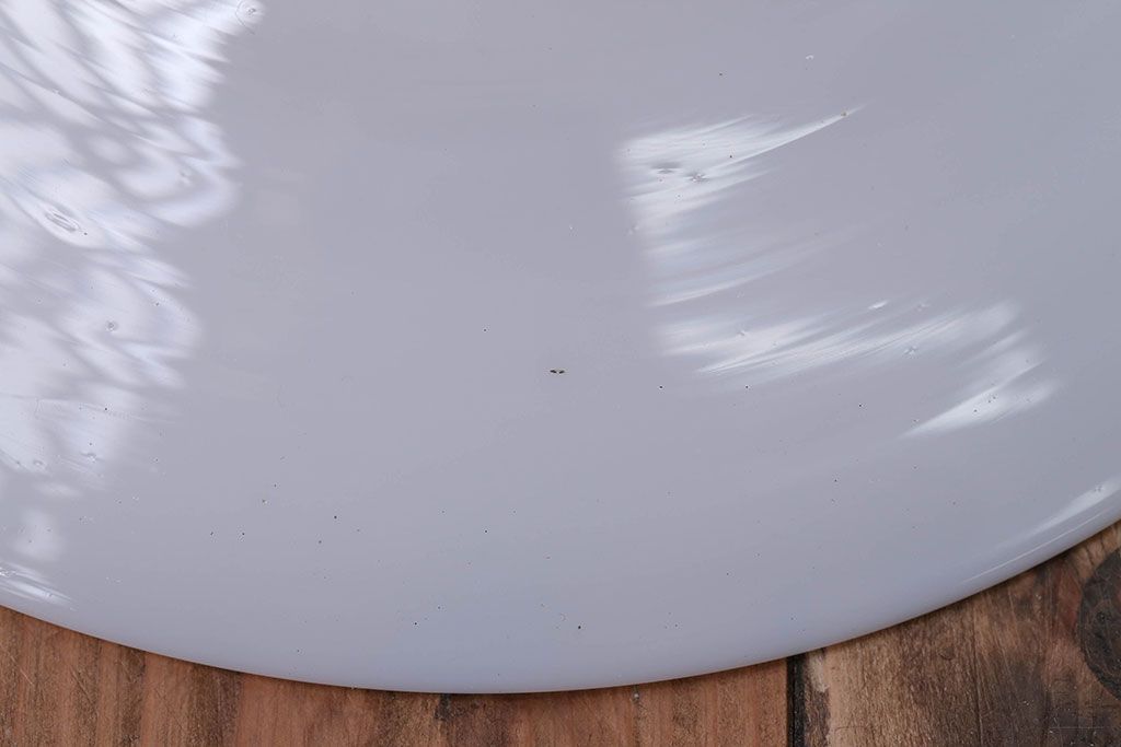 和製アンティーク　昭和レトロな白いガラス平笠照明2個セット(2)