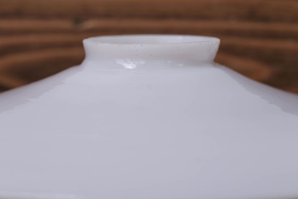 和製アンティーク　昭和レトロな白いガラス平笠照明2個セット(2)