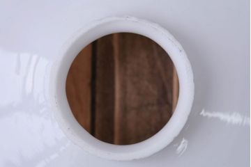 和製アンティーク　昭和レトロな白いガラス平笠照明2個セット(3)