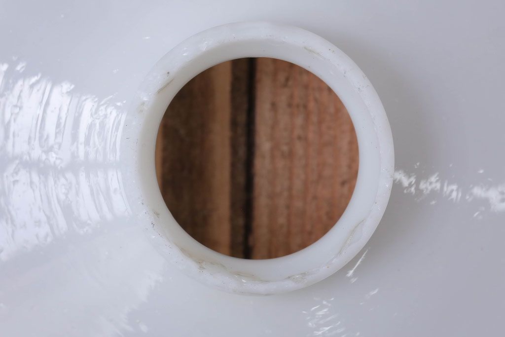 和製アンティーク　昭和レトロな白いガラス平笠照明2個セット(3)