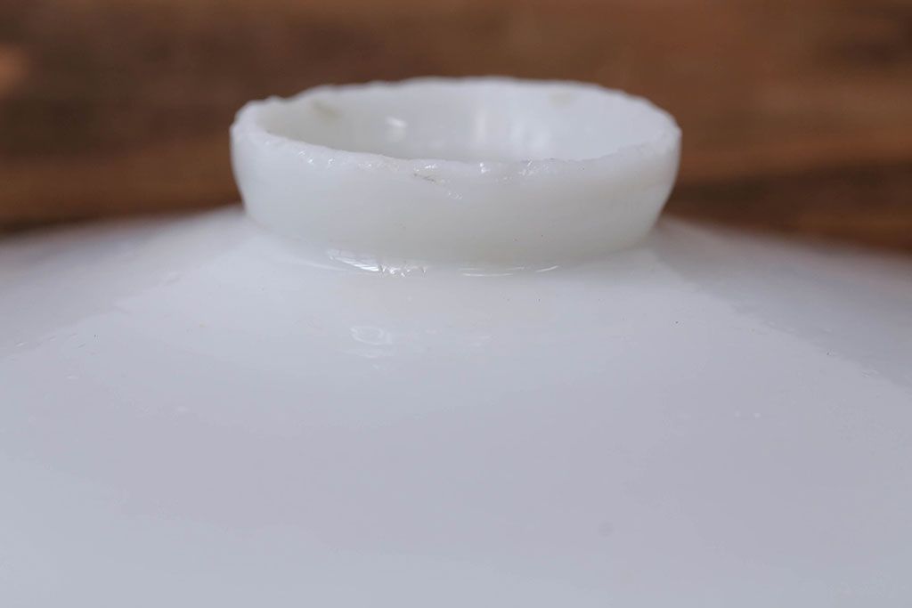 和製アンティーク　昭和レトロな白いガラス平笠照明2個セット(3)