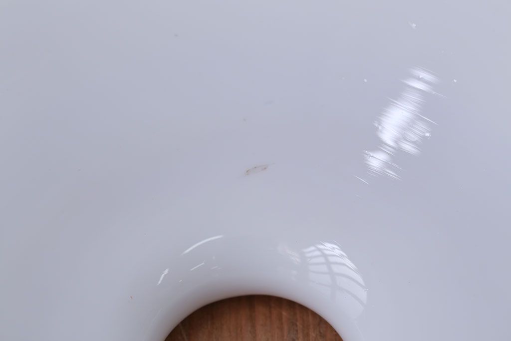 和製アンティーク　昭和レトロな白いガラス平笠照明2個セット(3)