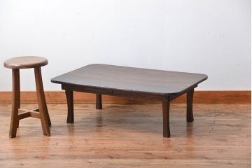 レトロ家具　昭和レトロ　脚折り畳み式!古い木製のアンティーク角ちゃぶ台