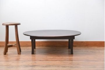 レトロ家具　昭和レトロ　脚折り畳み式!古い木製のアンティーク丸ちゃぶ台