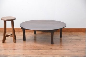 レトロ家具　昭和レトロ　脚折り畳み式!古い木製のアンティーク丸ちゃぶ台