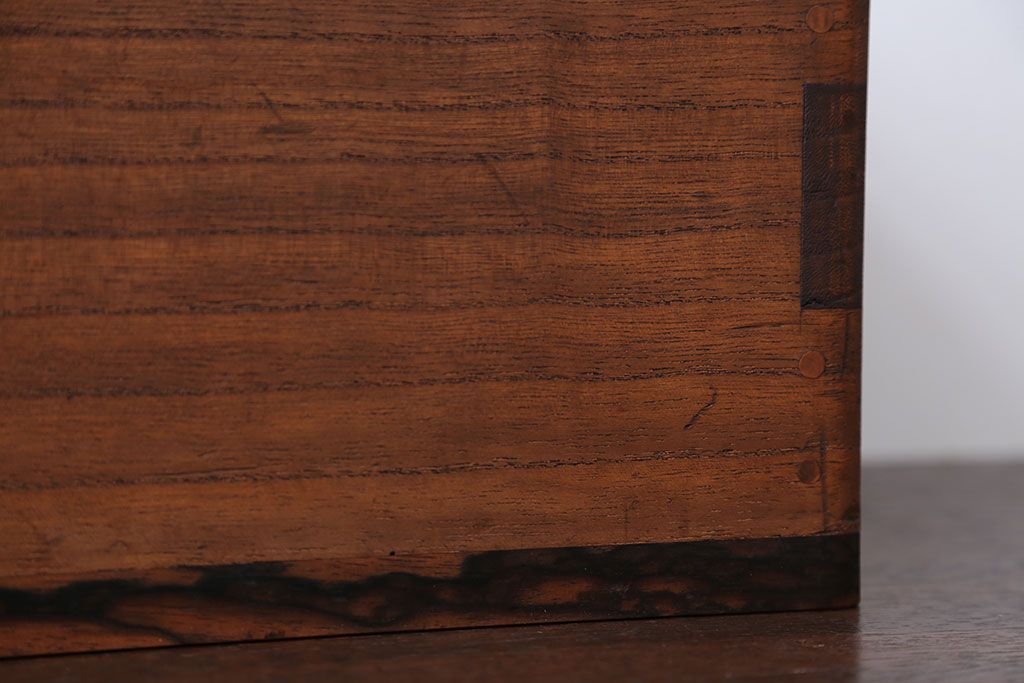 アンティーク雑貨　古民具・骨董　黒柿材と桐材の小さなアンティーク小物入れ(火鉢)