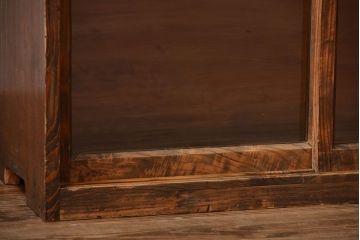 アンティーク家具　和製アンティーク　古い木製の木味の良いガラス引き戸収納棚