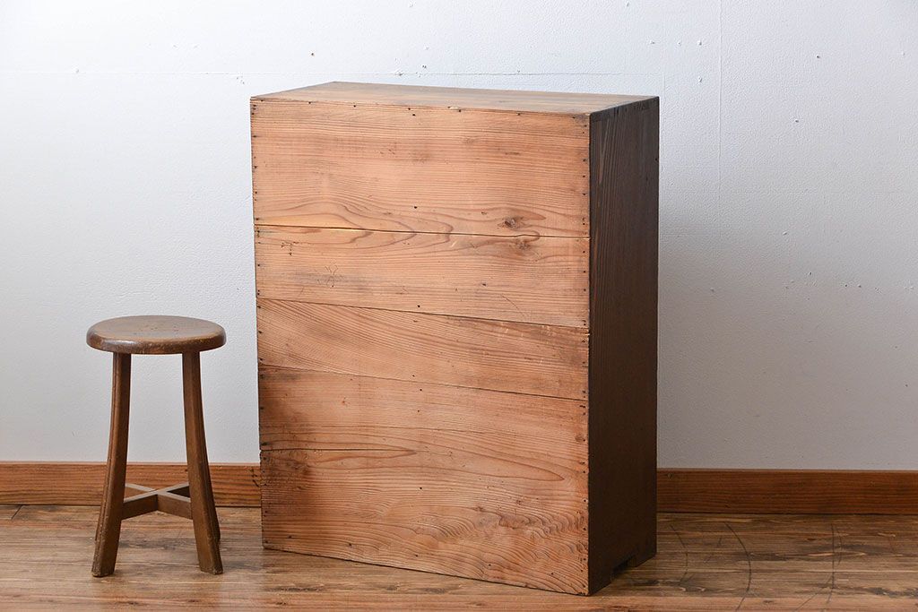 アンティーク家具　和製アンティーク　古い木製の木味の良いガラス引き戸収納棚