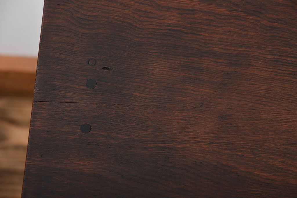 アンティーク家具　和製アンティーク　古い木製のデスクサイドキャビネット(4杯引き出し)