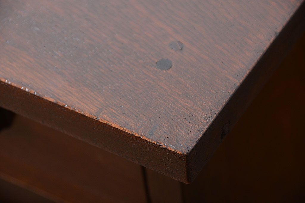 アンティーク家具　和製アンティーク　古い木製のデスクサイドキャビネット(4杯引き出し)