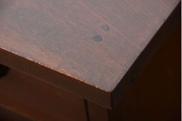 アンティーク家具　和製アンティーク　古い木製のデスクサイドキャビネット(4杯引き出し)