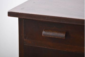 アンティーク家具　和製アンティーク　古い木製のデスクサイドキャビネット(4杯引き出し)