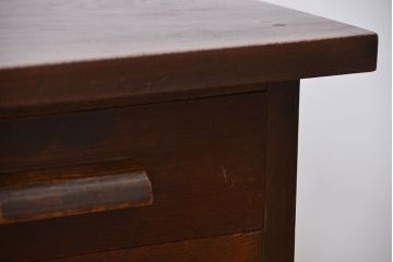 アンティーク家具　和製アンティーク　古い木製のデスクサイドキャビネット(4杯引き出し)