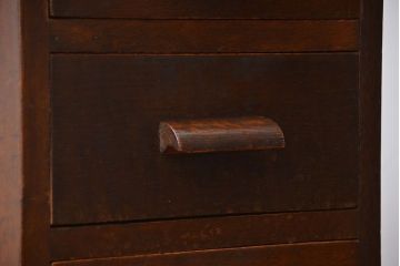 アンティーク家具　和製アンティーク　古い木製のデスクサイドキャビネット(4杯引き出し)