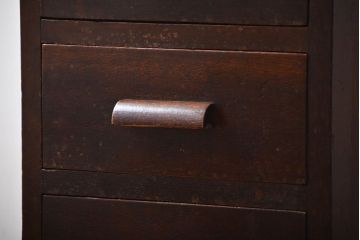 アンティーク家具　和製アンティーク　古い木製のデスクサイドキャビネット(4杯引き出し)