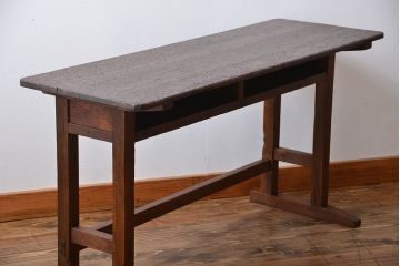 レトロ家具　昭和レトロ　古い学校の木製アンティークデスク(平机)