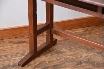 レトロ家具　昭和レトロ　古い学校の木製アンティークデスク(平机)