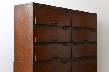 アンティーク家具　アンティーク　古い木の2段重ね高級パタパタ収納棚(下駄箱)