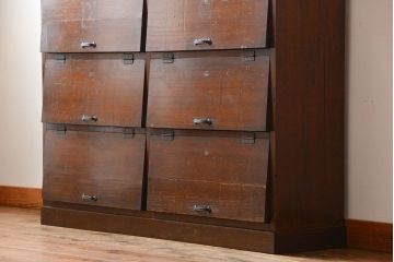 アンティーク家具　アンティーク　古い木の2段重ね高級パタパタ収納棚(下駄箱)