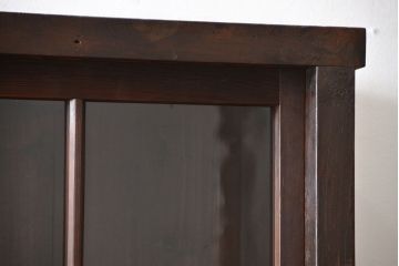 アンティーク家具　和製アンティーク　特大サイズ!4枚引き戸付き3分割収納棚