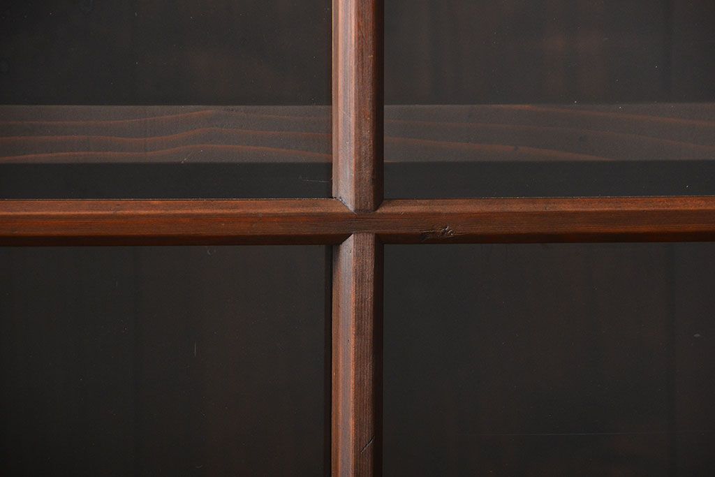 アンティーク家具　和製アンティーク　特大サイズ!4枚引き戸付き3分割収納棚