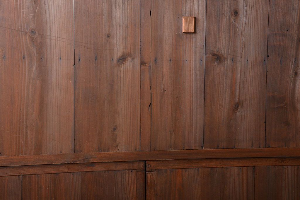 アンティーク家具　和製アンティーク　特大サイズ!4枚引き戸付き3分割収納棚