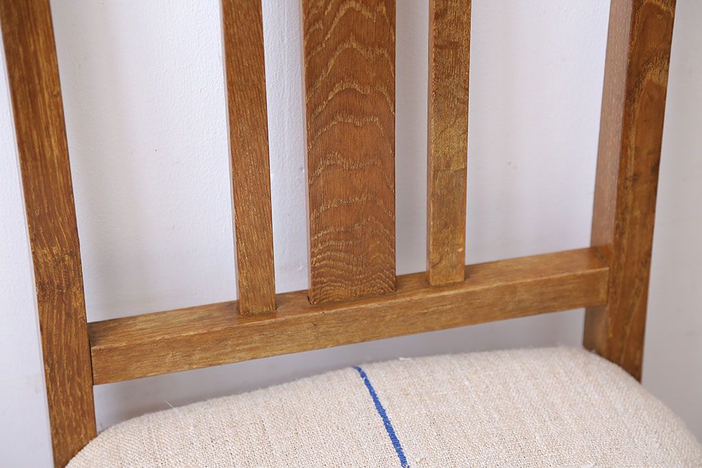 アンティーク家具　和製アンティーク　アンティークリネン座面のシンプルでナチュラルなダイニングチェア(1)