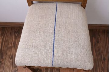 アンティーク家具　和製アンティーク　アンティークリネン座面のシンプルでナチュラルなダイニングチェア(1)