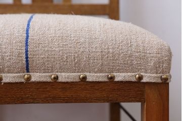 アンティーク家具　和製アンティーク　アンティークリネン座面のシンプルでナチュラルなダイニングチェア(1)