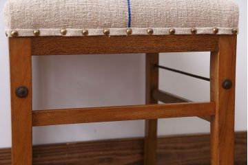 アンティーク家具　和製アンティーク　アンティークリネン座面のシンプルでナチュラルなダイニングチェア(1)