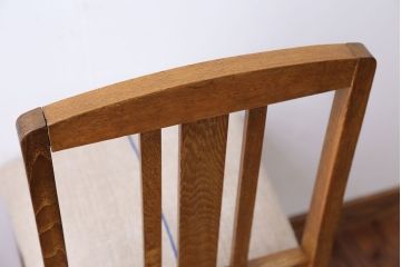 アンティーク家具　和製アンティーク　アンティークリネン座面のシンプルでナチュラルなダイニングチェア(1)