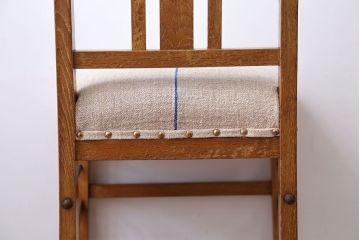 アンティーク家具　和製アンティーク　アンティークリネン座面のシンプルでナチュラルなダイニングチェア(1)